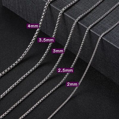 Fashion Long Box Chain Necklace Stainless Steel Basic Punk 2