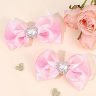 2Pcs Chiffon Bow Hair Accessory Sweet?Pink Princess Barrette