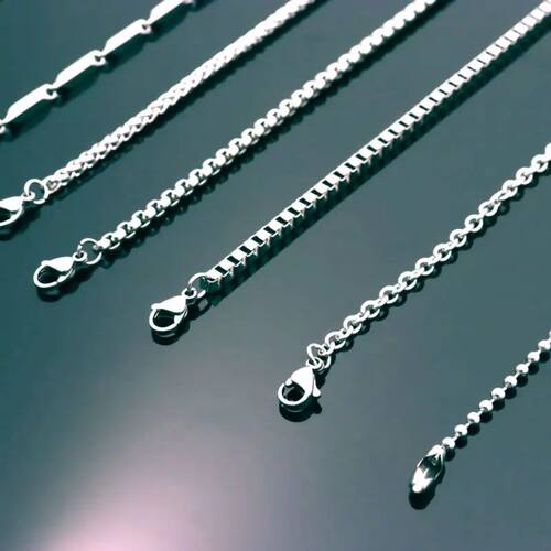 50 60 70 80cm Silver Color Men's Dragon Box Bead Snake Long