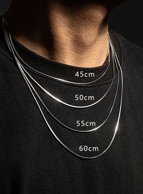 Punk Hip-hop 2MM Snake Link Chain Necklace for Men Women Sil