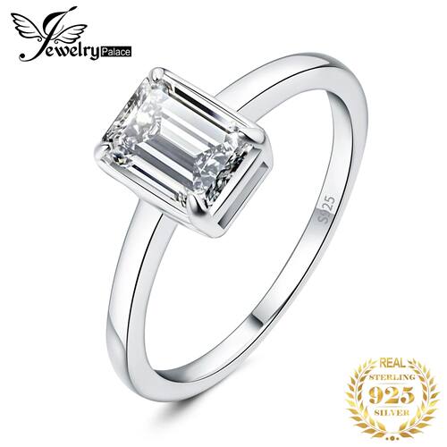 5A CZ Emerald Cut Solitaire Wedding Engagement Ring for Woma