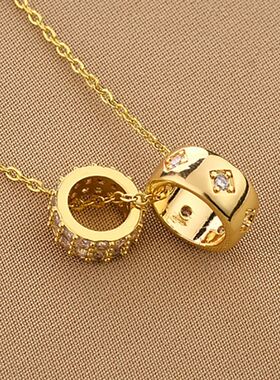 Stainless Steel Ring Pendant Necklace Luxury Rhombus Ring Cr