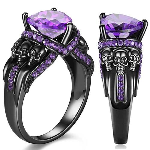 Goth Rings for Women Skeleton Punk Skull Ring Devil Wings Me