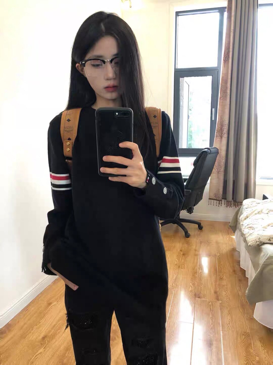 秋冬新款条纹毛衣打底衫男女韩版小众气质圆领套头卫衣休闲针织衫