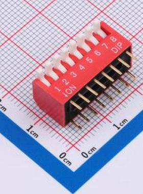 DSDP-08-R 琴键式拨码开关 2.54mm间距, 侧柄8PIN/位 红色侧拨 高