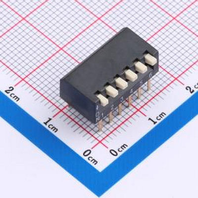 DSPV-06-LD-GET 2.54mm间距 6位 侧拨 DSPV黑色插件 拨码开关 插