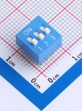 DR-03LT 2.54mm间距 3位 琴键式 直插平拨凸柄 蓝色 拨码开关 插