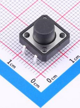 TS-1280HK 12*12*8mm 插脚轻触开关 黑色 4脚 弹力250gf 插件-4P,