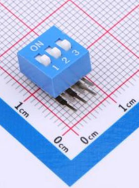 DA-03-B 拨码开关2.54mm间距,弯脚90度侧插 蓝色 3PIN/位 高推 插