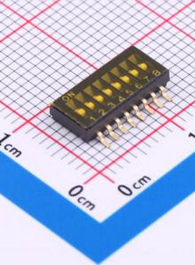 DS-08P 1.27mm间距8位 贴片黑色S脚 拨码开关 SMD,P=1.27mm 拨码