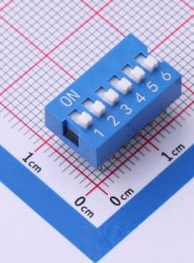 SMQS-06B-TP 间距2.54mm 平拨,凸起式6位拨码开关 - 拨码开关