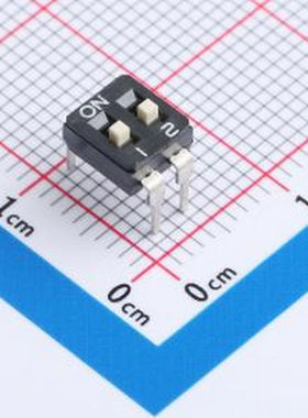 DIH02GE 2.54mm间距 2P黑色插件拨码开关 插件,P=2.54mm 拨码开关