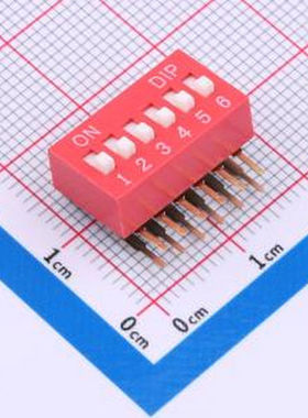 DA-06-R 拨码开关2.54mm间距,弯脚90度侧插 红色 6PIN/位 高推 插