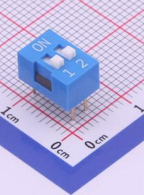 DS-02BLP 间距2.54mm 平拨,凸起式 2位拨码开关 插件 拨码开关