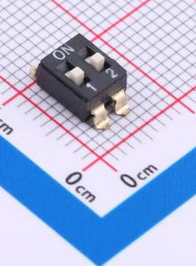 DSIC-02-LS-GER 2.54mm间距 2位 贴片高柄 DSIC黑色 拨码开关 SMD
