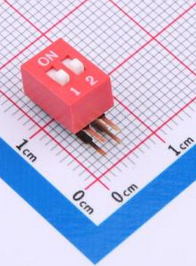 DA-02-R 拨码开关2.54mm间距,弯脚90度侧插 红色 2PIN/位 高推 插