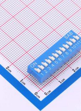 BSE12GB 2.54mm间距12P 蓝色插件拨码开关 插件,P=2.54mm 拨码开