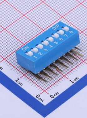 TM-08R 拨码开关蓝色08P-90度 间距2.54mm 立式侧插侧拨8位DIP 插