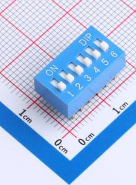 DR-06LT 2.54mm间距 6位 琴键式 直插平拨凸柄 蓝色 拨码开关 插
