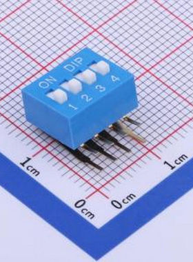 TM-04R 拨码开关蓝色04P-90度 间距2.54mm 立式侧插侧拨4位DIP 插