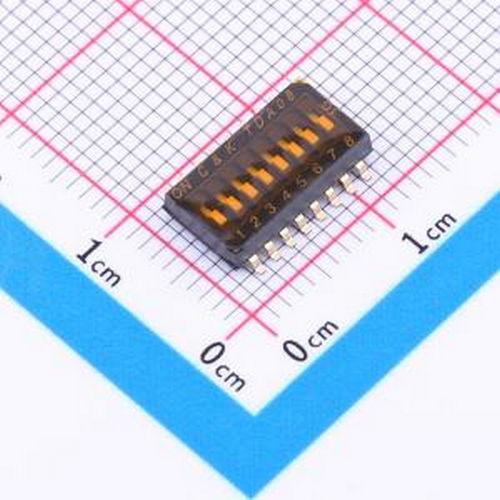 TDA08H0SB1R 间距1.27mm 平拨,凹槽式 8位拨码开关 插件 拨码开关