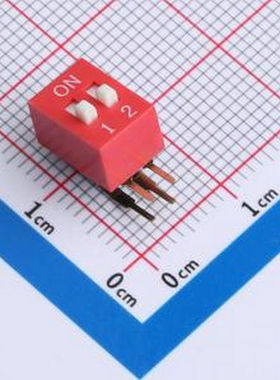 DA-2-R-T 2.54mm间距 2位 琴键式 90度弯插侧拨 红色 拨码开关 插