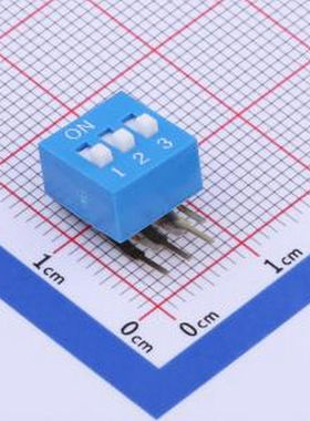 TM-03R 拨码开关蓝色03P-90度 间距2.54mm 立式侧插侧拨3位DIP 插
