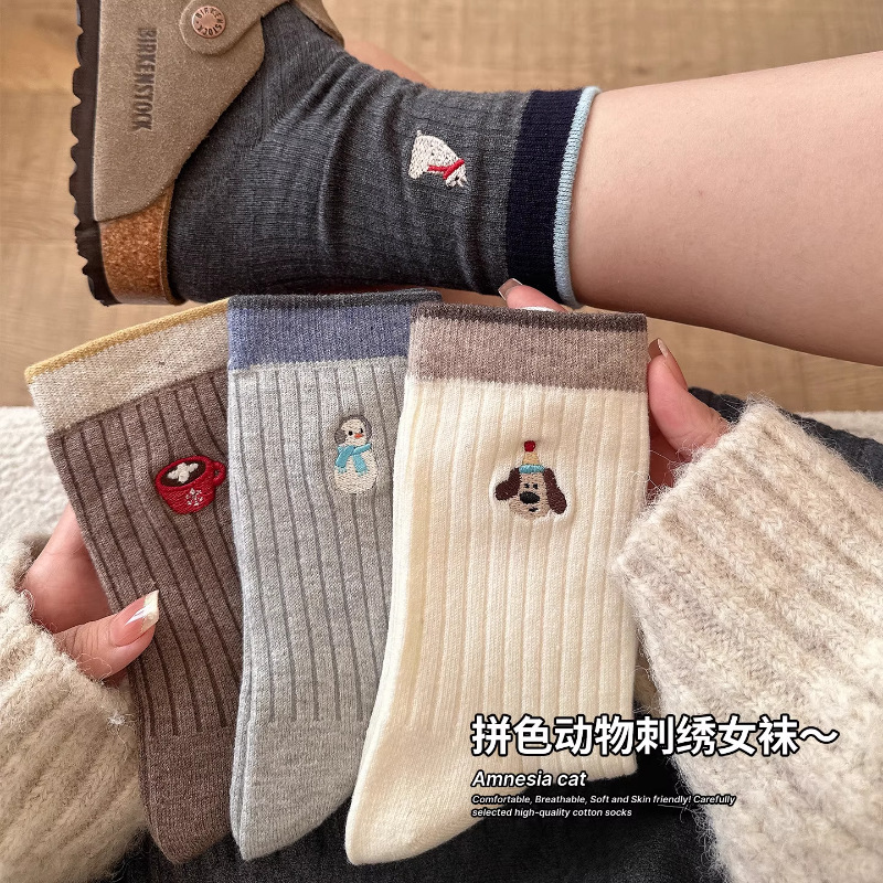 日系卡通袜子女春秋款美拉德堆堆袜女ins潮中筒袜女配勃肯鞋长袜