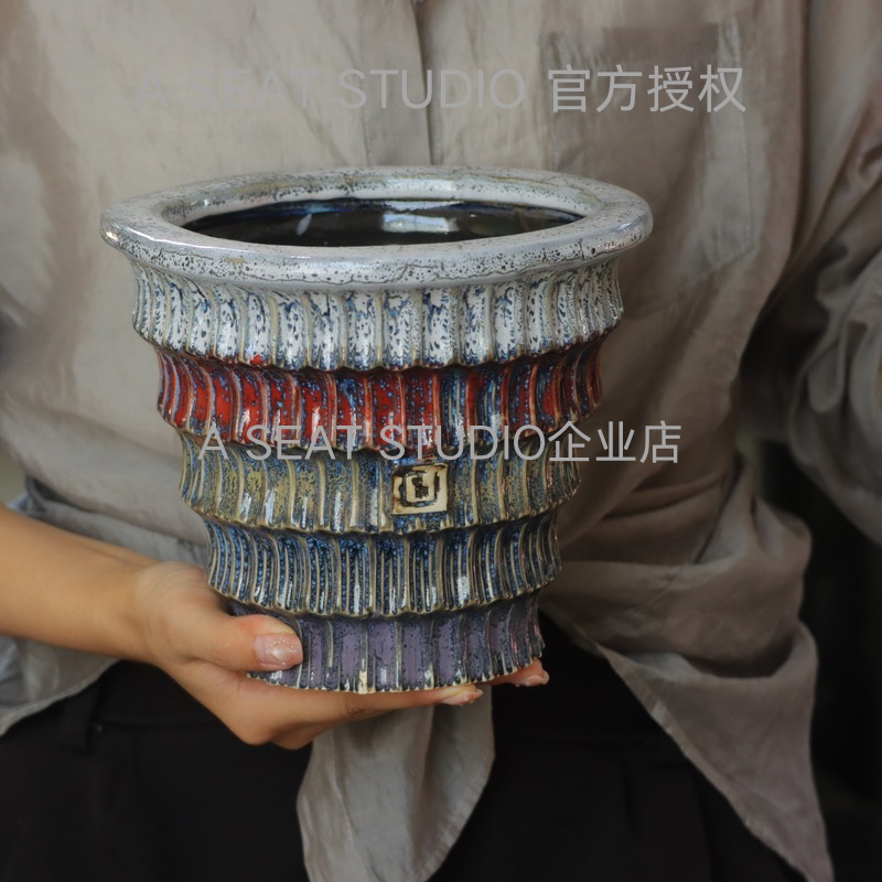 A SEAT STUDIO泰国进口大口径阶梯块根绿植手工花盆