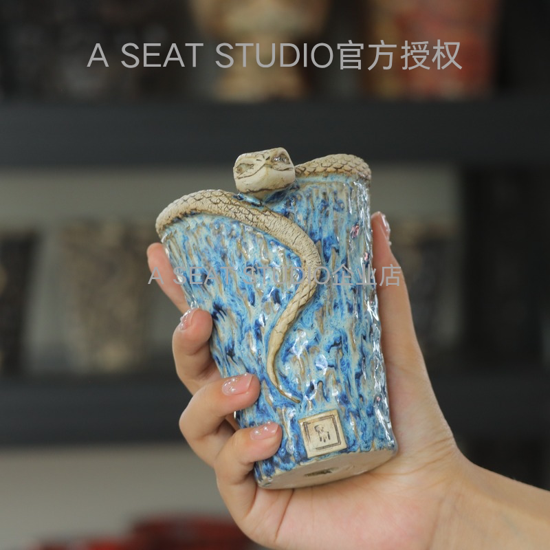 A SEAT STUDIO 泰国进口立体眼镜蛇浮雕手工粗陶块根绿植手工花盆
