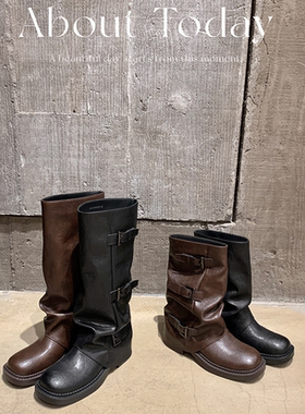 【交个朋友年货节】 苏茵茵增高扣带中筒靴堆堆靴