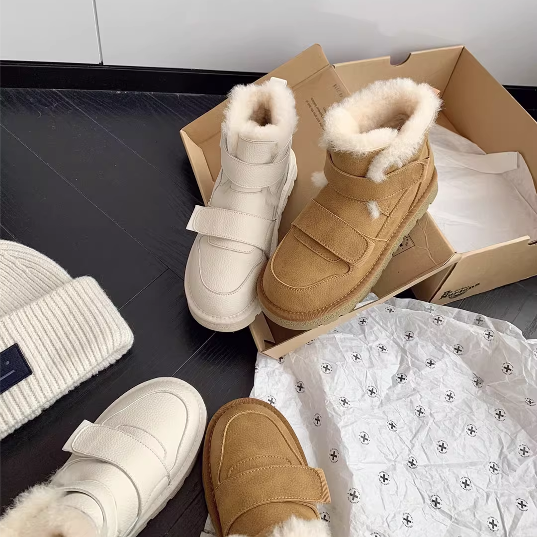 【烈儿宝贝】苏茵茵魔术贴加绒保暖厚底雪地靴女毛毛短靴E24G028A,女鞋,时尚雪地靴,淘宝优惠券,粉丝福利购,淘宝优惠卷