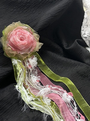 搭配高岭之花系列手工花簇 Lolita胸针发夹小物 烧花氛围感choker