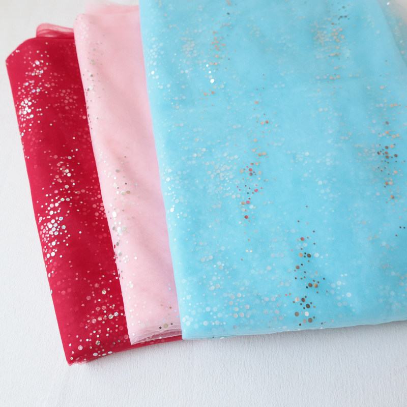 5米价新款银河点网纱亮片面料流星网眼纱连衣裙蓬蓬裙服装手工DIY