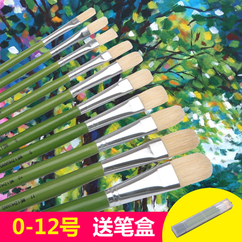 卫庄长杆猪鬃毛平圆头单支丙烯笔