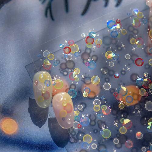 Cute Flash Colorful Dreamy Bubble Nail Art Stickers Designs