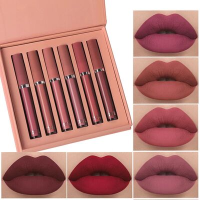 Matte Lip Gloss Set 6 Color Lipstick Smooth And Lasting Disp