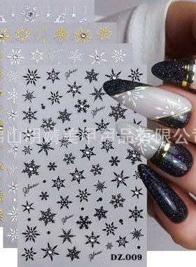 Point Drill Nail Sticker 3d Point Drill Winter Black And Whi