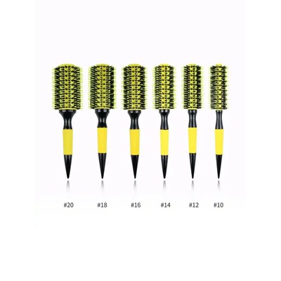 Round Wooden Hair Brush 6 Sizes Boar Bristle Mix Nylon Salon