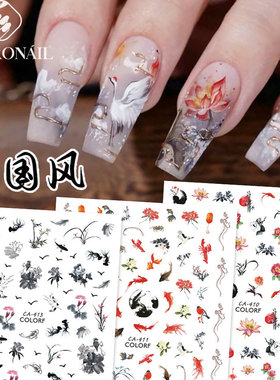 Chinese style nail sticker China-Chic ancient style ink wash