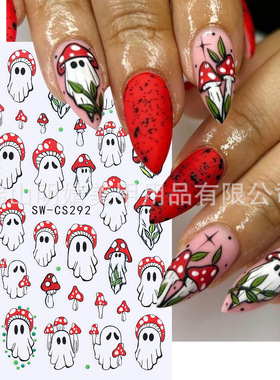 Halloween Nail Sticker Cute Ghost Mushroom Ghost Color Cream