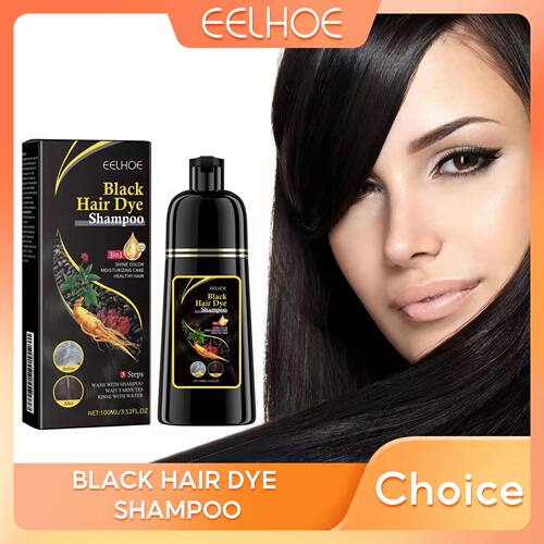 Black Hair Dye Shampoo 3In1 Growth Clean Hair Darkening Deep