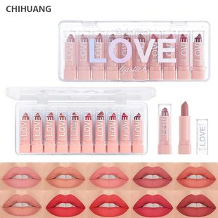 Kit lip gloss 10Pc cosmetics Lipstick Korean LIp Matte