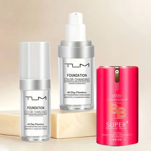 3Pc Foundation Color Changing Makeup Long Lasting Oil Contro