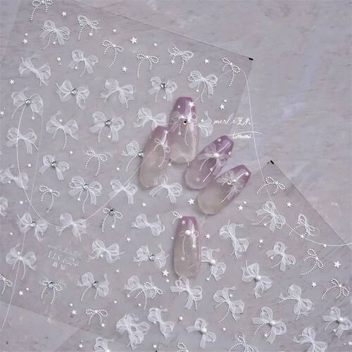 1Sheet Luxury Crystal diamond Nail Charms Stickers Lace Bow