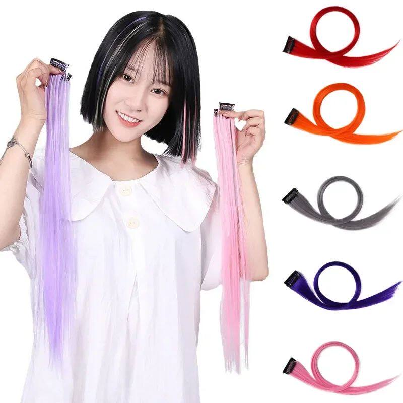 55cm/Pc 6Colors Fake Hair Extensions with Invisible Black Ha