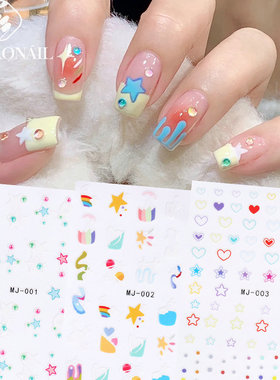 Star Nail Sticker Color Star Sweet Spicy Style Y2k Nail Crea