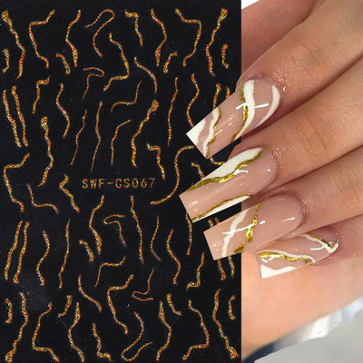 Simple Line Nail Stickers Non-specification Gold And Silver