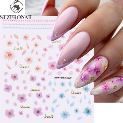 Watercolor Flower Nail Stickers Small Fresh Spring And Summe