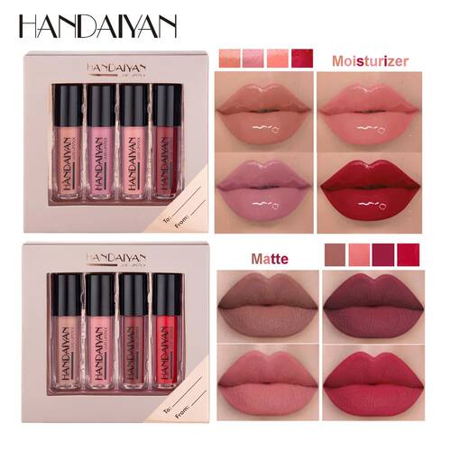 4 Colors/box Matte Liquid Lipstick Kit Women Makeup Set